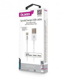 Дата-кабель OLMIO Дата-Кабель MFI USB2.0 2.4А, 1м, белый (38903)