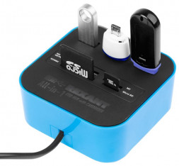 REXANT Разветвитель USB на 3 порта+картридер (все в одном) черный