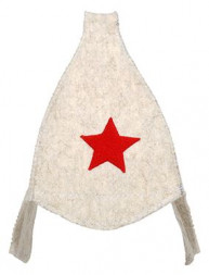 Банные принадлежности HOT POT 42014 Шапка для бани и сауны "Будёновка" белая "Hot Pot" , войлок /20