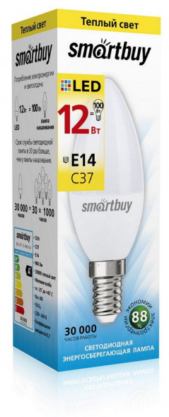 Лампа SMARTBUY (SBL-C37-12-30K-E14) 12W/3000/E14