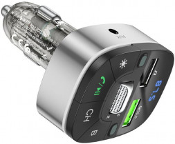 АЗУ HOCO (6931474789075) E71 Crystal transparent discovery edition QC3.0 car BT FM черный