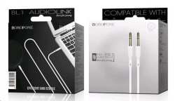 Кабель AUX BOROFONE (6957531080022) BL1 "Audiolink" 3.5mm-3.5mm 1M белый