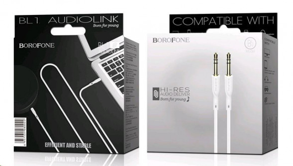 Кабель AUX BOROFONE (6957531080022) BL1 &quot;Audiolink&quot; 3.5mm-3.5mm 1M белый