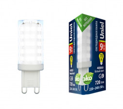 ЛАМПЫ СВЕТОДИОДНЫЕ (G4, G9, G13/T8, G5/T5) UNIEL (UL-00006489) LED-JCD-9W/4000K/G9/CL GLZ09TR