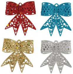 Новогоднее украшение ВОЛШЕБНАЯ СТРАНА Украшение декоративное &quot;Бантики&quot; (4шт) 7589