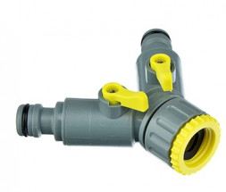 Соединители (коннекторы, муфты) INBLOOM Разветвитель 2-х канальный, штуцерный, 3/4-1/2, регулируемый, пластик 4х9х11 169-001