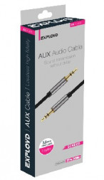 Кабель AUX Jack 3,5mm EXPLOYD EX-K-476 Кабель AUX Jack3,5mm(M) - Jack3,5mm(M) 1M SONDER круглый черный