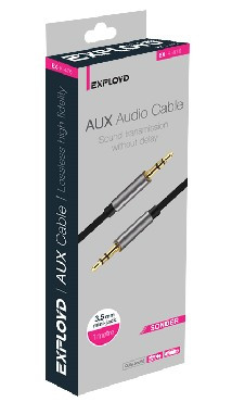 Кабель AUX Jack 3,5mm EXPLOYD EX-K-476 Кабель AUX Jack3,5mm(M) - Jack3,5mm(M) 1M SONDER круглый черный