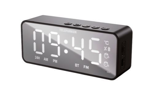 Радиочасы будильник TELEFUNKEN TF-1710B черный с белым