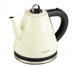 Чайник электрический ENERGY E-263 (1,2 л, диск) стальной, бежевый