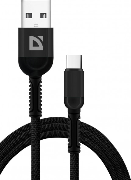 Кабель DEFENDER (87103BLA) USB кабель F167 TypeC 1м, 2.4А, ткань, пакет