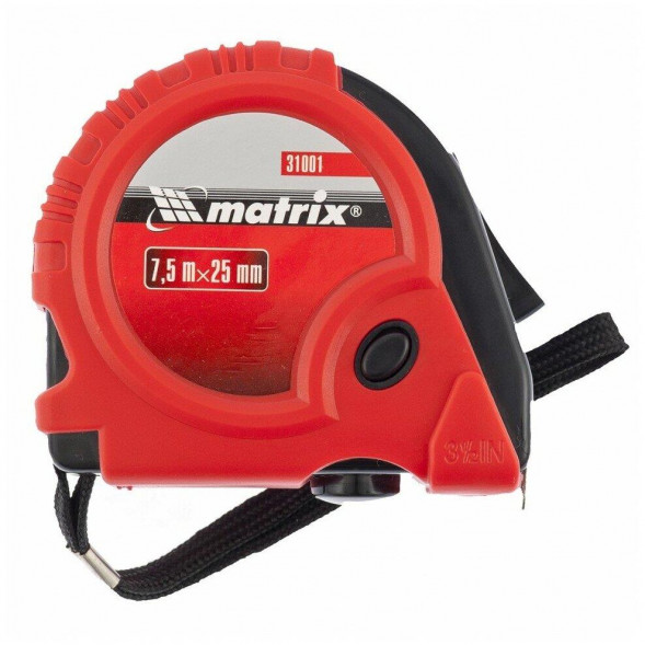 Рулетки MATRIX Рулетка Rubber, 7,5 м х 25 мм, обрезиненный корпус 31001