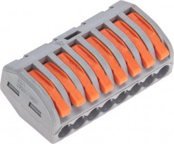 Клемма REXANT (07-5258-4) Универсальная клемма СМК 222-418, 8-проводная серая 0,08-2,5/4мм (20 шт/уп)