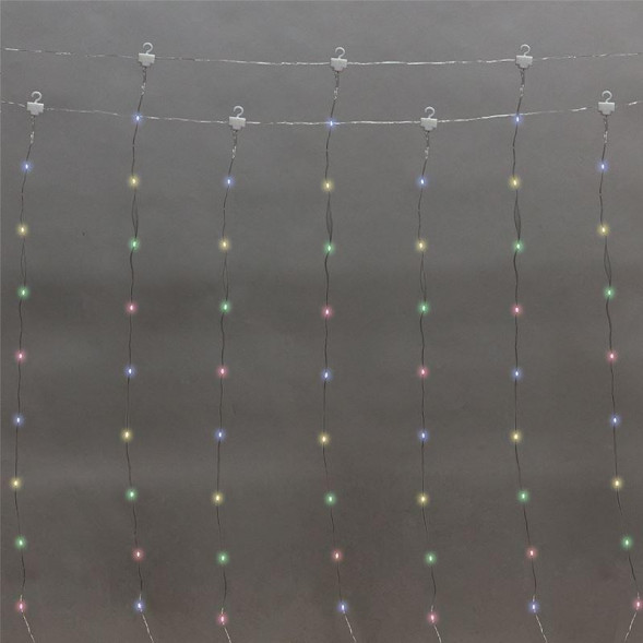 Гирлянда NEON-NIGHT (315-879) ДОЖДЬ ИЗ РОСЫ 3х2м, 200LED, мультиколор, IP20, USB + пульт управления, с крючками для крепления