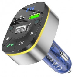 АЗУ HOCO (6931474789082) E71 Crystal transparent discovery edition QC3.0 car BT FM темно-синий