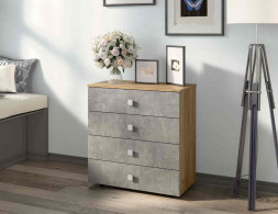 Комод БИТЕЛ ЛОФТ-4 Ателье светлое/дуб крафт золотой