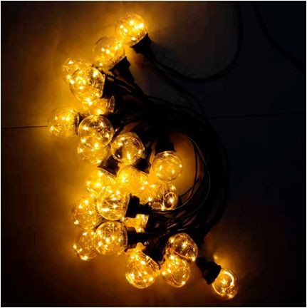 LED гирлянда FUNRAY уличная &quot;Лампочки&quot;, SE-BULBS-10100WW, 3*АА, 10м, 100LED, 20ламп, тепл.бел, IP44, черн.шн.2м