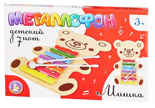 Детские игры ДЕСЯТОЕ КОРОЛЕВСТВО Металлофон детский &quot;Мишка&quot; 7 нот 02360