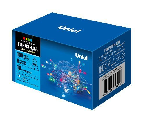 Гирлянда UNIEL (UL-00007199) ULD-S1000-100/DTA MULTI IP20 Гирлянда светодиодная, 10м. 100 светодиодов. Разноцветный свет