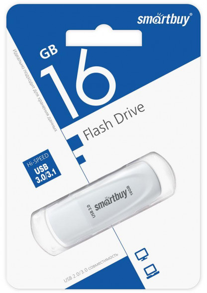 Флэш-напокитель SMARTBUY (SB016GB3SCW) UFD 3.0/3.1 016GB Scout White