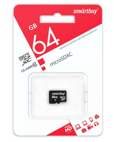 Карта памяти SMARTBUY (SB64GBSDCL10-00LE) MicroSDXC 64GB Class10 LE