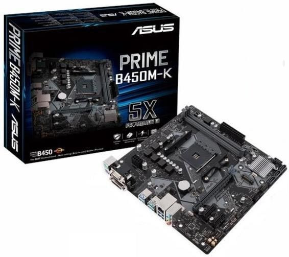 Материнская плата ASUS PRIME B450M-K, SocketAM4, AMD B450, mATX