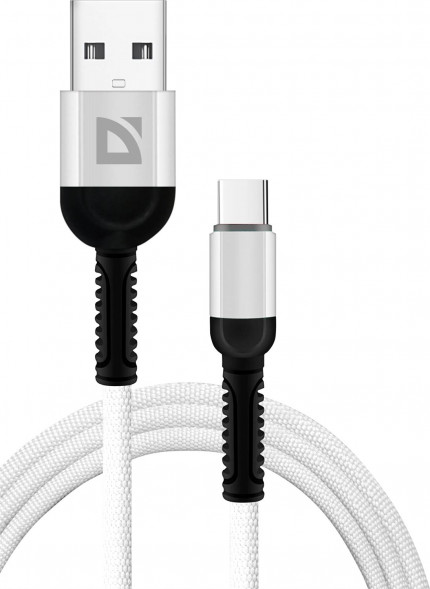 Кабель DEFENDER (87103WHI) USB кабель F167 TypeC 1м, 2.4А, ткань, пакет