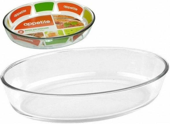 Форма APPETITE PL11 стекл овал 30x21x6см/2,4л
