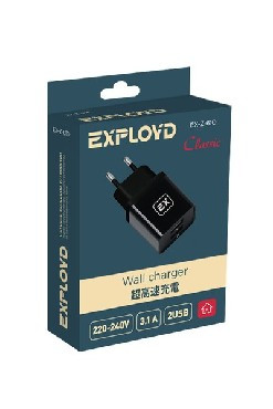 Сетевое ЗУ EXPLOYD EX-Z-610 Сетевое ЗУ 2.1А+1А 2хUSB Classic черный