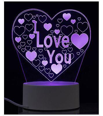 Светильники ночники ENERGY Светильник декоративный EN-NL 23 3D сердце с надписью I LOVE YOU (106254)
