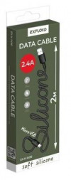 Кабель EXPLOYD (EX-K-1496) USB - microUSB/круглый/силикон/чёрный/2М/2.4A