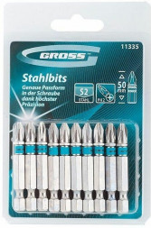 Набор бит GROSS Набор бит PH2х50, сталь S2, 10 шт. 11335
