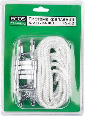 Система креплений для гамака ECOS Система креплений для гамака, FS-02 (2 веревки, 2 крючка, 2 стопора) 101180