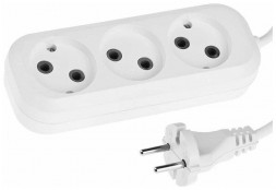 Удлинитель СИБИН Удлинитель электрический, ПВС сечение 0,75кв мм, 3 гнезда, макс мощн 1300Вт, 2м 55031-2