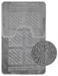 Коврики для ванной САНАКС 00284 CLASSIC UNI КВАДРАТЫ Коврик в ванную двойной СЕРЫЙ 55х90+45х55 см 100% полиэстер