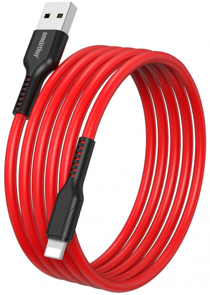 Кабель SMARTBUY (iK-512-S21br) S21 Lightning красный, 2.4 А, сил.,1 м