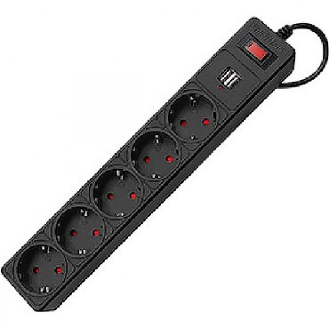 Сетевой фильтр SMARTBUY (SBSP-18U-K) - 5 роз х 1,8 м - черный + 2USB