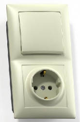 Розетка/выключатеь Кунцево-электро "СЕЛЕНА"Блок комб, скр,уст(1 кл,выкл, +розетка с з/к) БКВР-411 "с/к"