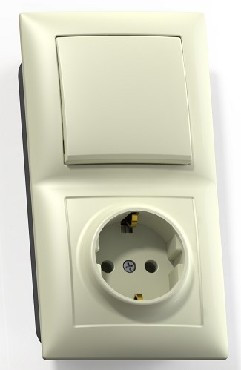 Розетка/выключатеь Кунцево-электро "СЕЛЕНА"Блок комб, скр,уст(1 кл,выкл, +розетка с з/к) БКВР-411 "с/к"