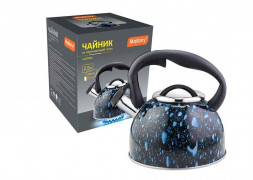 Чайник MALLONY Чайник из нерж стали LACRIMA, 2,5 л, со свистком, окрашенный (черный с синими каплями) (003979)