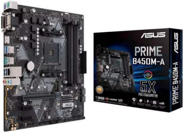 материнская плата ASUS PRIME B450M-A, SocketAM4, AMD B450, mATX