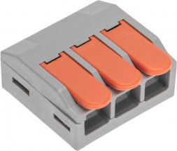 Клемма REXANT (07-5271) Универсальная клемма СМК 222-613/221-613, 3-проводная серая 0,5-4/6 мм (25 шт/уп)