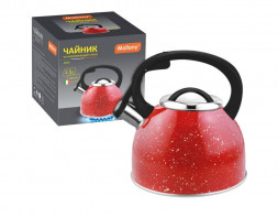 Чайник MALLONY Чайник из нерж стали со свистком "Arte" (красный с белыми точками) 2,5 л (005174)