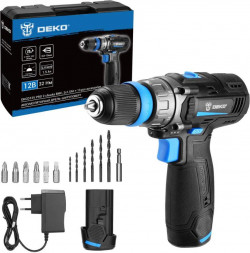 Дрель-шуруповерт аккумуляторная DEKO DKCD12V PRO в кейсе co съемным патроном + оснастка 13 шт, 12В, 2х1.5Ач 083-1004