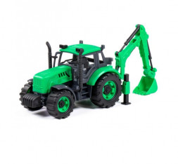 Игрушка ПОЛЕСЬЕ Экскаватор &quot;Прогресс&quot; инерционный (зелёный) (в лотке) 94612