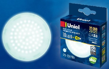 Лампа светодиодная UNIEL (UL-00003721) LED-GX53-10W/NW/GX53/FR PLZ01WH матовая Белый свет 4000K