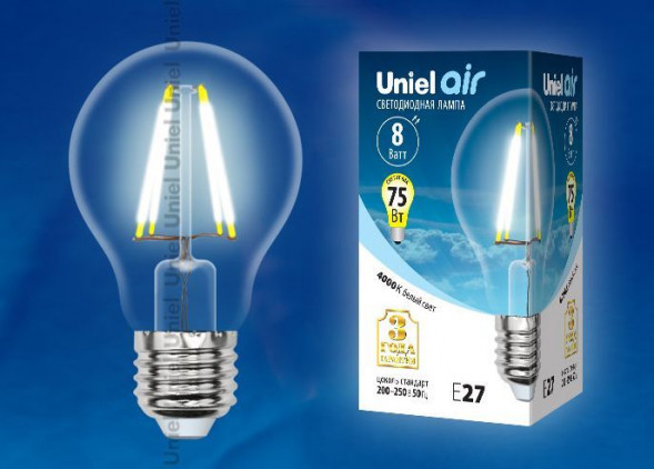 Лампочка UNIEL (UL-00002212) LED-A60-8W/NW/E27/CL GLA01TR