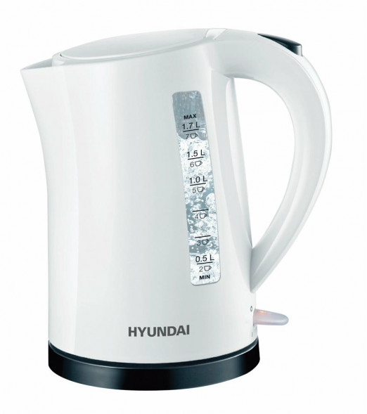 HYUNDAI Чайник электрический HYK-P1409 1.7л. 2200Вт белый/черный (корпус: пластик)