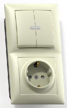 Розетка/выключатеь Кунцево-электро "СЕЛЕНА"Блок комб, скр,уст(2 кл,выкл, с подсв, +розетка с з/к и з/ш) БКВР-424 "с/к"