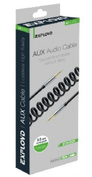 Кабель AUX Jack 3,5mm EXPLOYD EX-K-478 Кабель AUX Jack3,5mm(M) - Jack3,5mm(M) 1M SONDER пружина черный